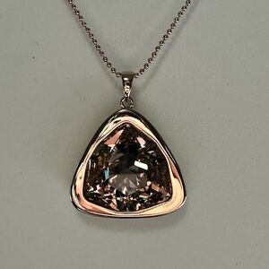 Touchstone Crystal Swarovski Rose Gold Blush Trilliant Pendant Necklace